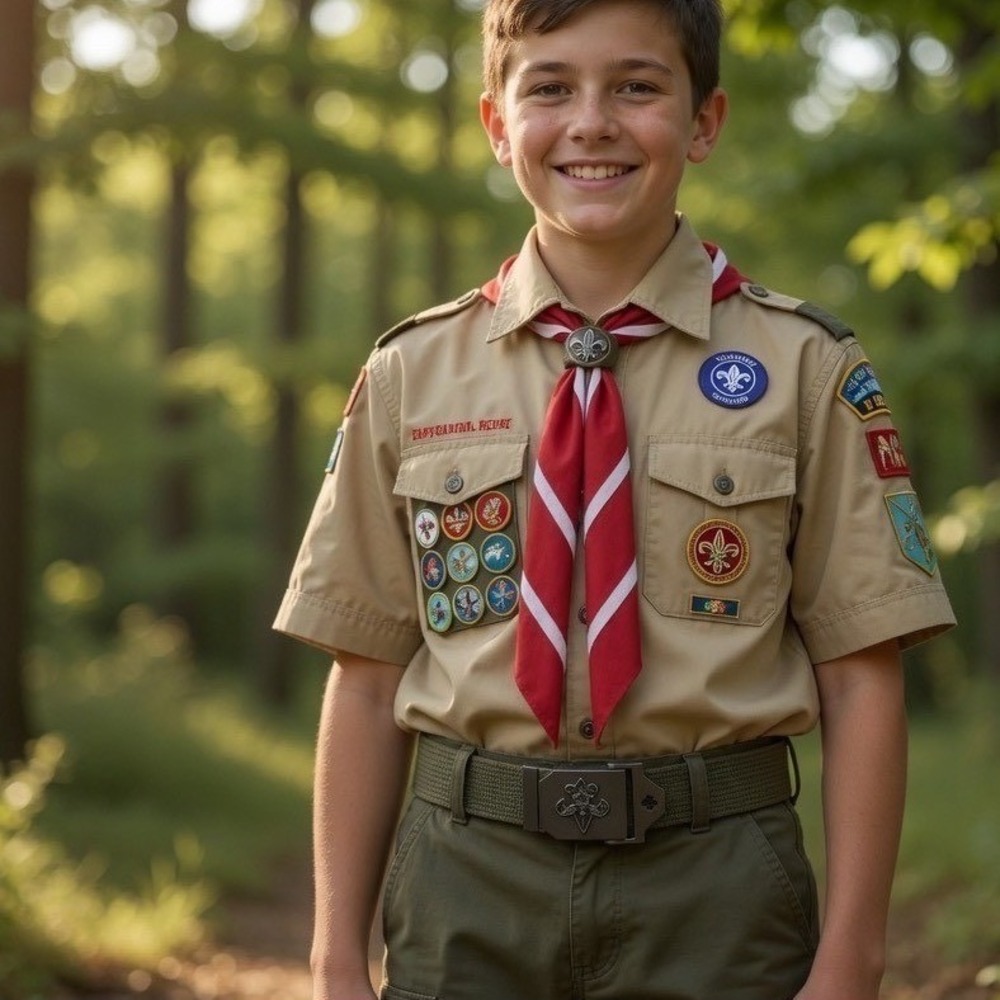 Boy Scouts‎ of America BSA Olive Green Web Uniform Belt Fleur-de-Lis Buckle 31in